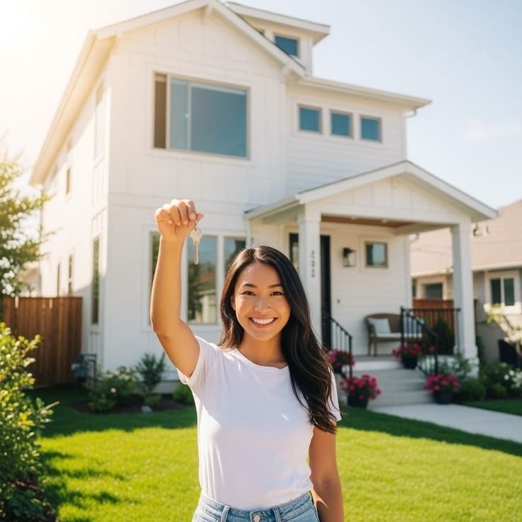 First home buyer holding the keys to her new home